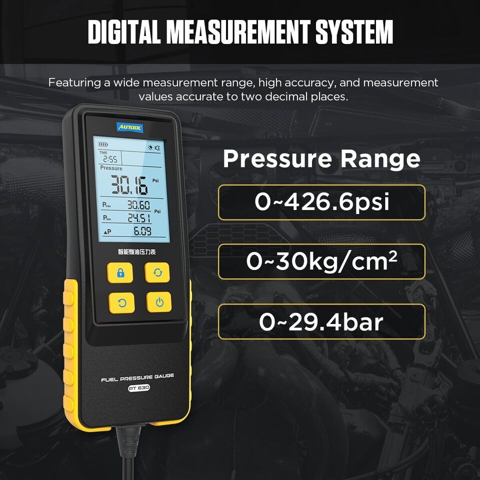 Digital brændstof indsprøjtnings måler Tryktester Testsæt - LifafaDenmark Aps