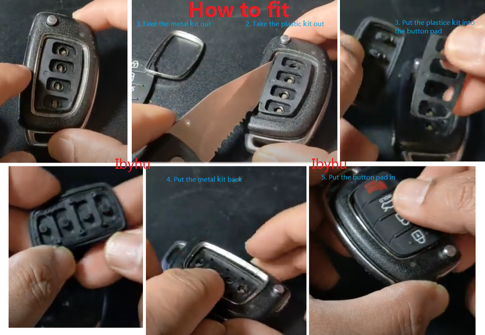 Til Hyundai i10 i20 i30 i40 ix20 ix35 3 knap udskiftning af gummi nøgle fjernbetjening