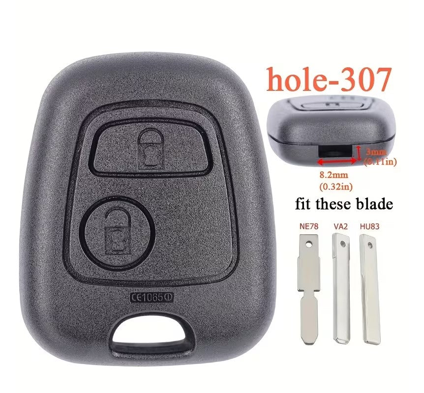 2 Button Remote Key Fob for case Citreon C1 C2 C3 C5 C6 - LifafaDenmark Aps