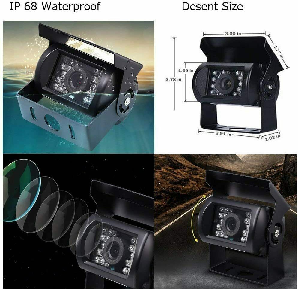 Køretøjs backup kamera 9 tommer 4 split skærm+ 4 kameraer med front- og bagkamera 18 IR nattesyn vandtæt