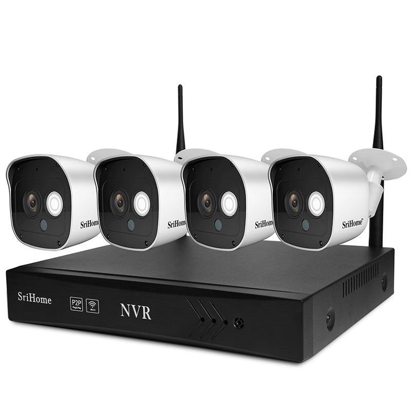 4CH Trådløs HD 1080p NVR udendørs IR IP wifi camera CCTV sikkerhedssy stemsæt
