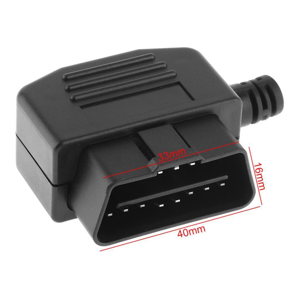 Obd Socket Universal 16 Pin OBD2 OBD-II Connector Diagnostic Cable Male Plug Wire
