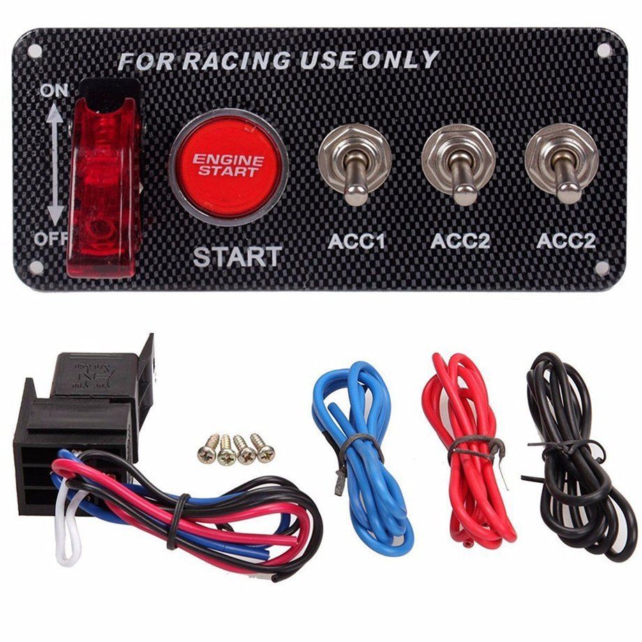 Racing Car 12V Ignition Switch Panel Engine Start Push Button LED ...