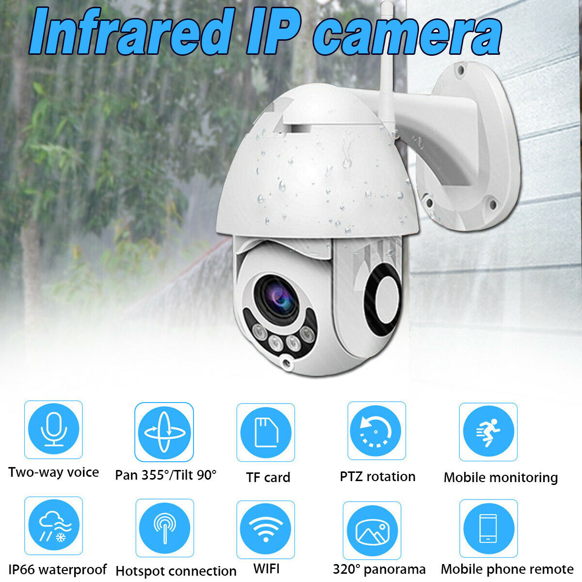 Outdoor Waterproof WiFi PTZ Pan Tilt 1080P HD Security IP IR Camera Night Vision - Lifafa Denmark