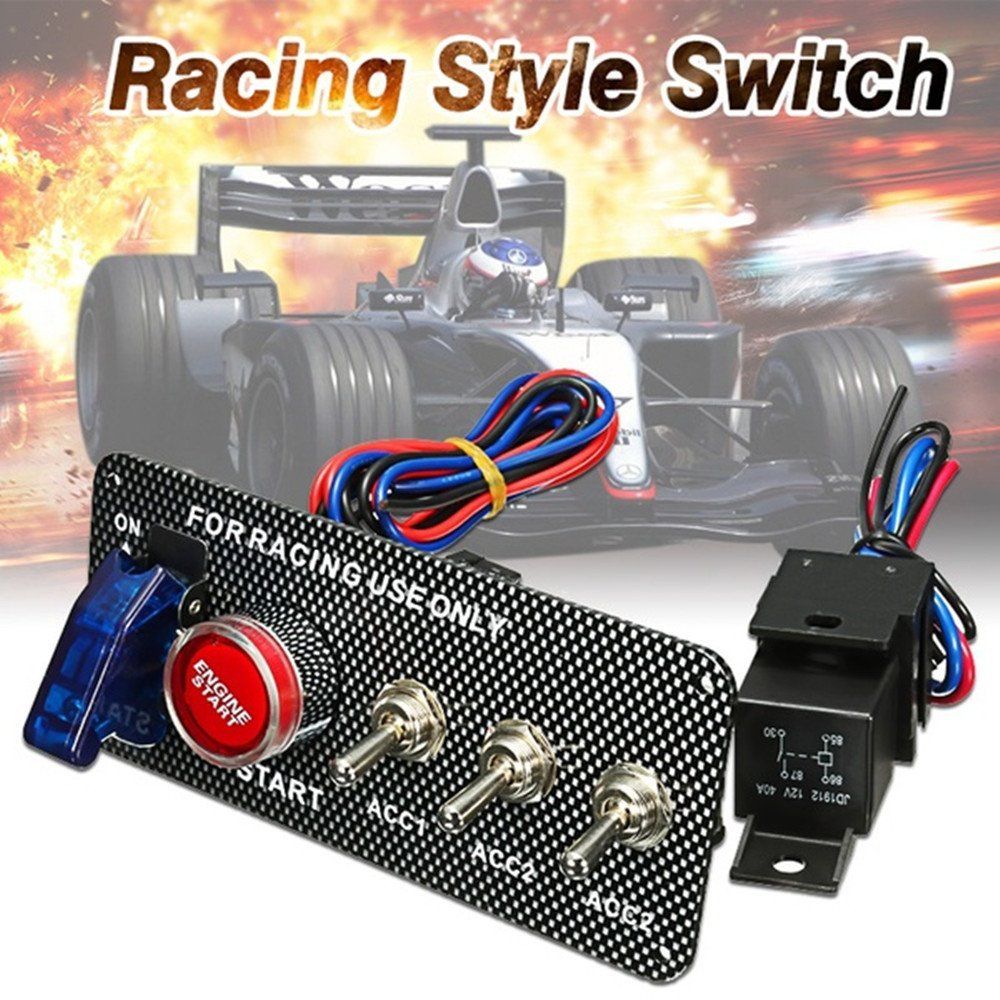 Racing Car 12V Ignition Switch Panel Engine Start Push Button LED ...