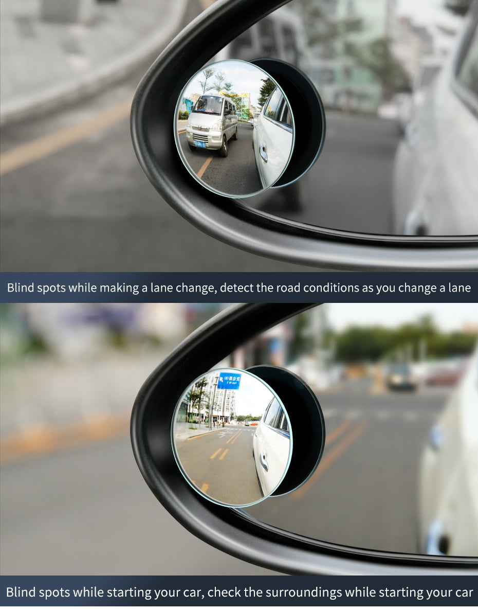 Baseus 2stk. 360 ° bagudvendt parkeringsanlæg uden kant HD konvekse blinde spejle