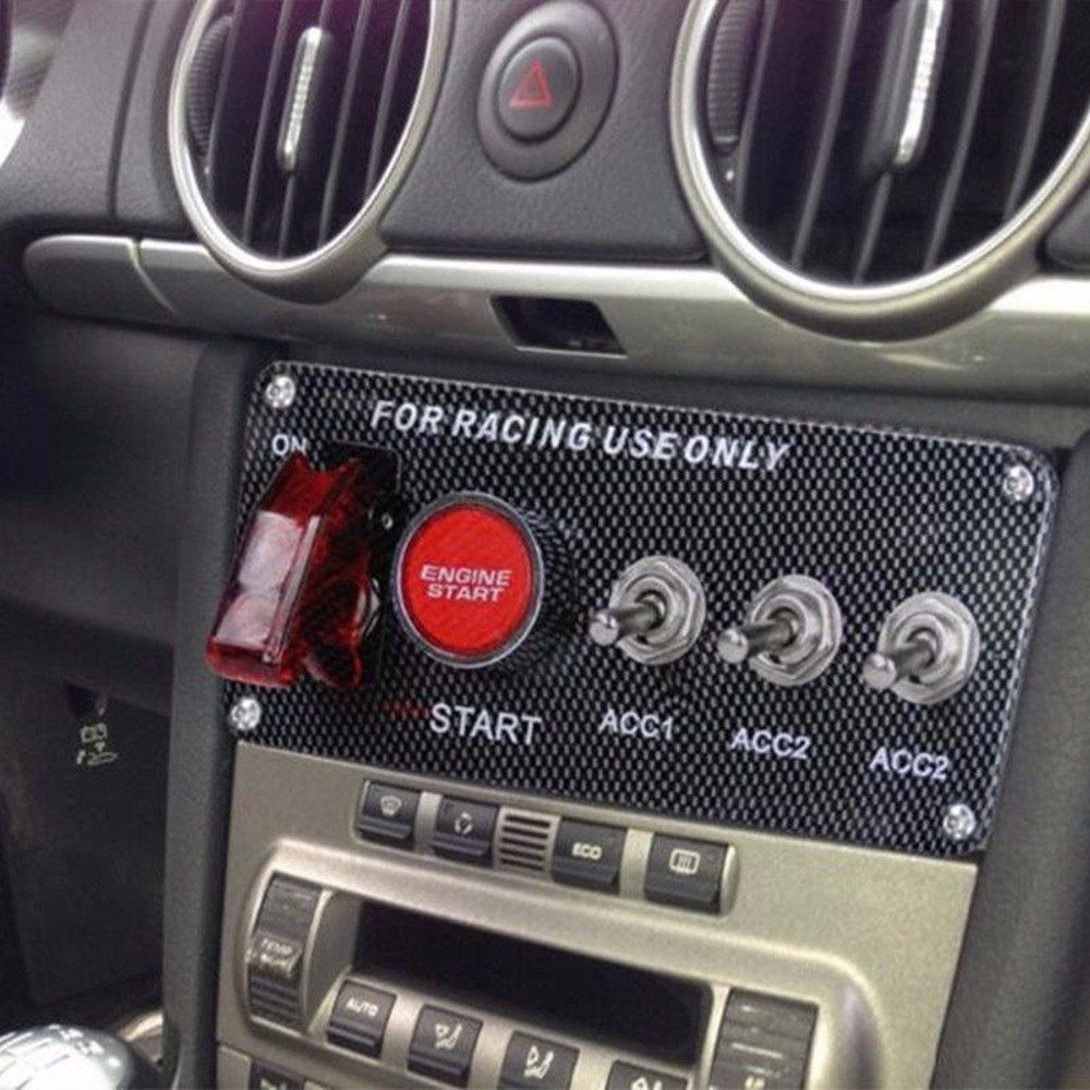 Racing Car 12V Ignition Switch Panel Engine Start Push Button LED Togg