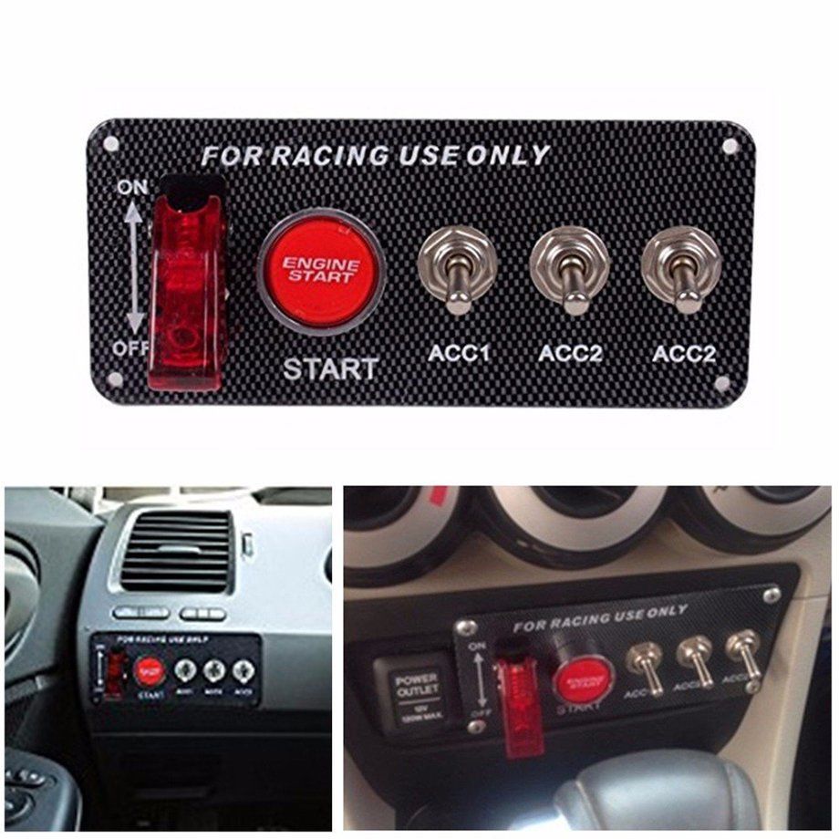 Racing Car 12V Ignition Switch Panel Engine Start Push Button LED ...