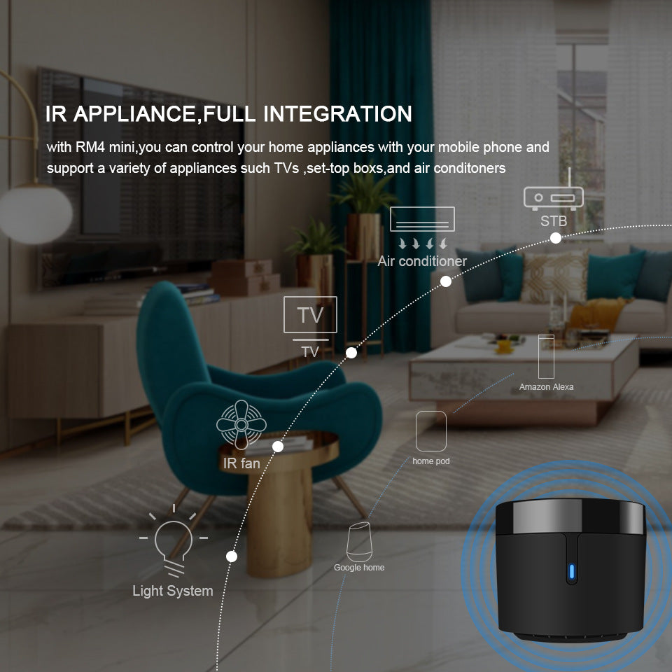 BroadLink RM4 Mini IR Universal fjernbetjening, Smart Home Automation - LifafaDenmark Aps