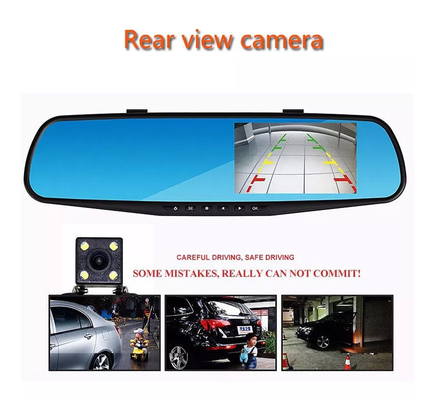 1080P Bil DVR Dobbelt linse Bilkamera bakspejl Videooptager Spejl Dash cam med Auto Blackbox Night Vision G-Sensor