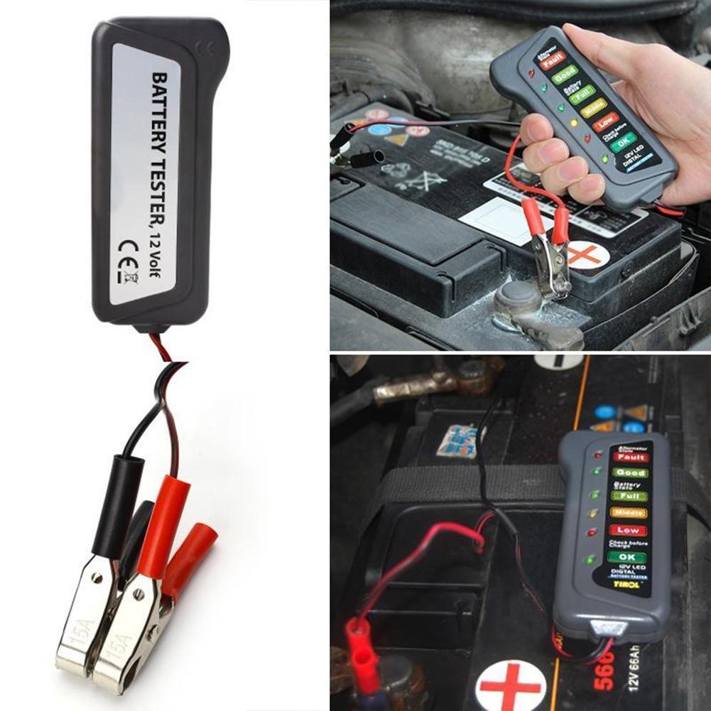 12V Auto Car Digital Battery Tester Diagnostic Tool Alternator 6 LED-lys - Lifafa Denmark