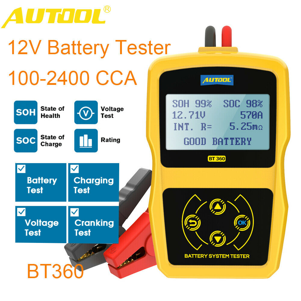 Autool BT360 DC 12V batterisystemtester Blysyreopladningstest Analyser