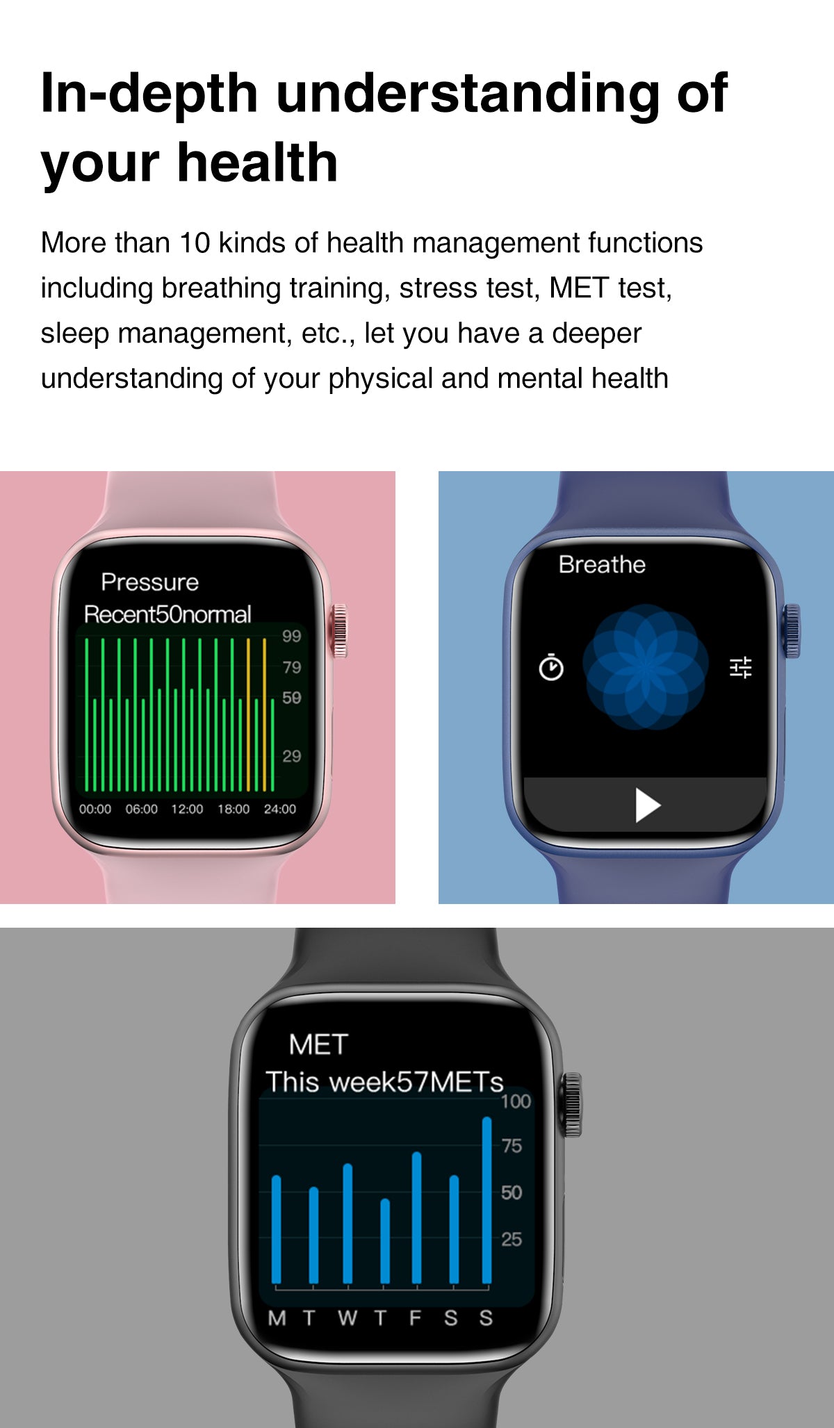 Smart Watch Bluetooth -opkald Modtag visningsmeddelelser Puls