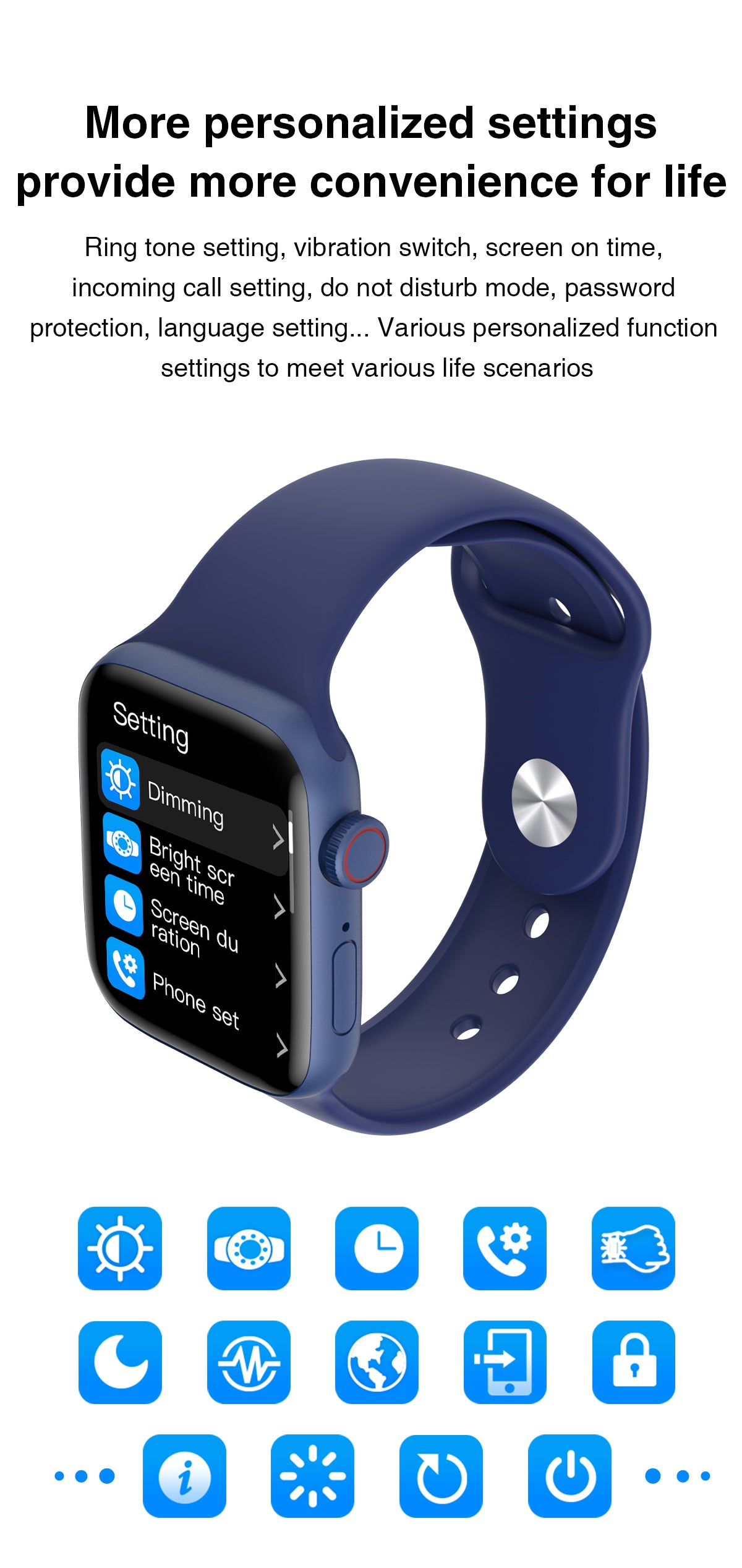 Smart Watch Bluetooth -opkald Modtag visningsmeddelelser Puls