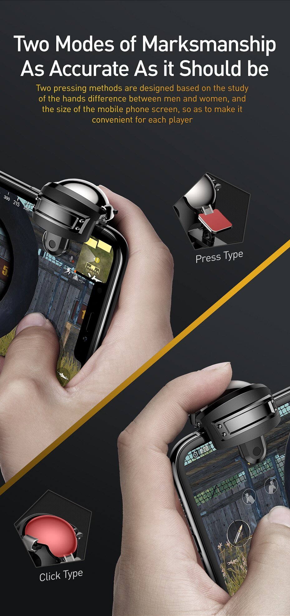 Baseus mobiltelefon gamepad-spil Aim Button Trigger Marksman-controller til PUBG - Lifafa Denmark