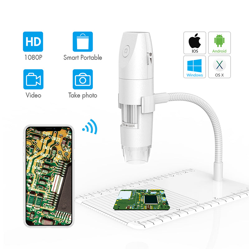 Wifi USB industrimikroskop inspektionskamera 2.0MP 1080P HD kamera IP67 vandtæt mikroskop med 8 LED lys