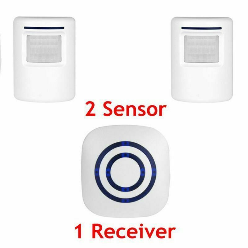 Trådløs Chime LED-dørklokkealarm PIR-bevægelse IR-sensordetektor Alert Hjem Safe 2 sensor + 1 klokke