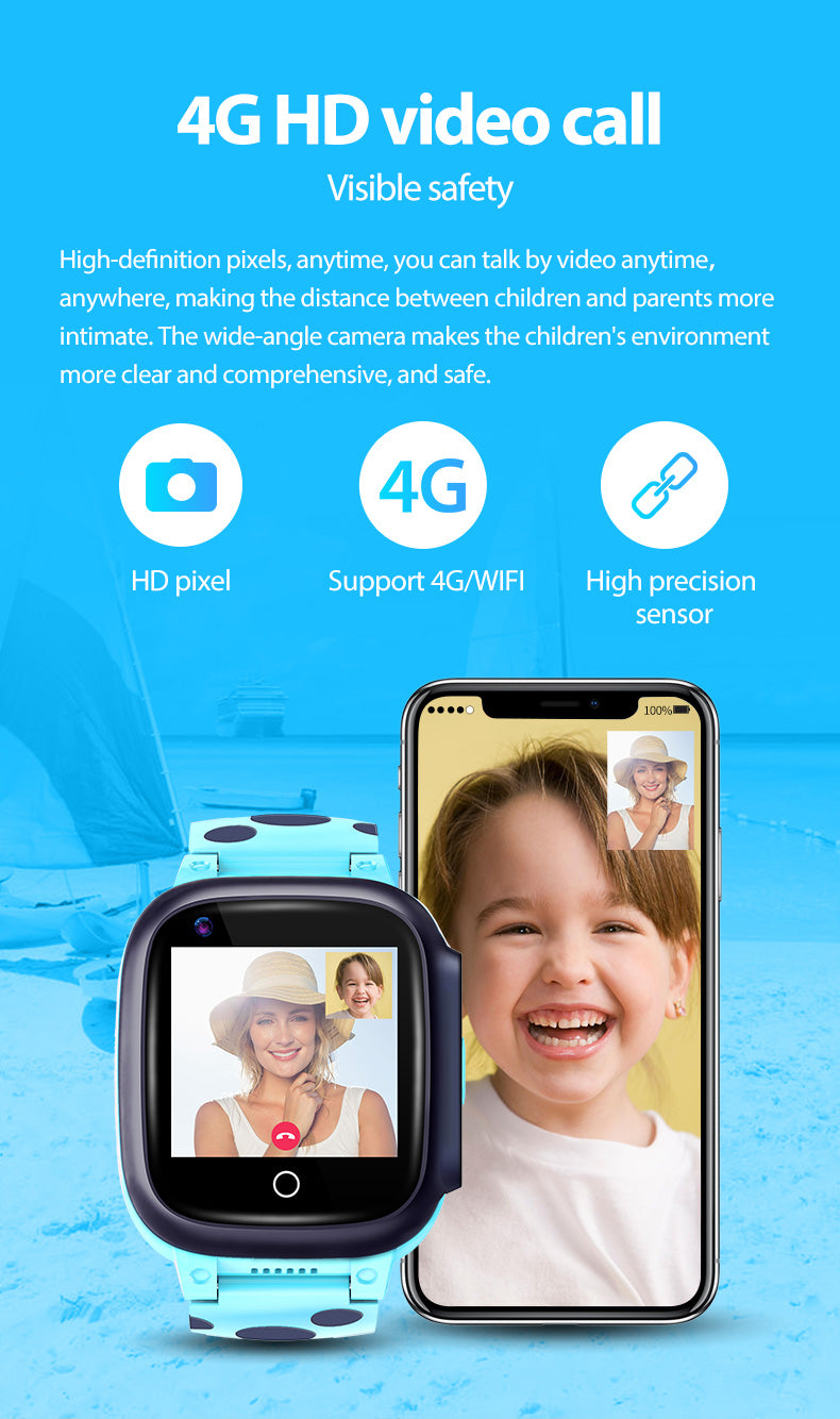 Kids Smart Watch Videoopkald GPS LBS Tracker Phone 4G