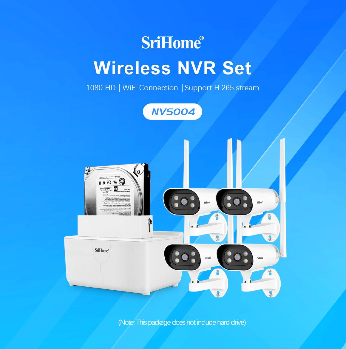 6 CH NVR Kit trådløst sikkerhedss ystem + 1080P FHD WiFi IP-kamera CCTV (6 stk)