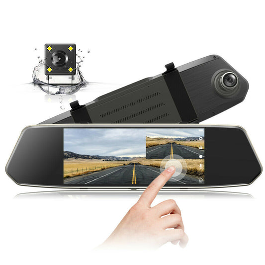 1080P dobbeltobjektiv spejl DashCam 7 "IPS berøringsskærm bagfra kamera - Lifafa Denmark