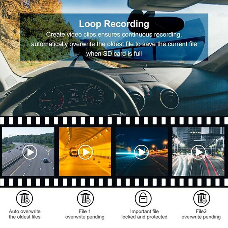 HD 1080P 4'' Car DVR Dual Lens Dash Cam Video Camera Recorder Night Vision - Lifafa Denmark