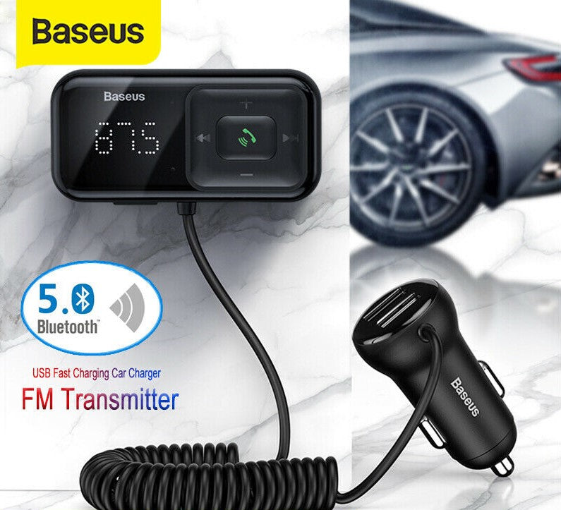 Baseus Wireless Bluetooth 5.0 FM-transmitter Bilsæt Radioadapter USB-oplader