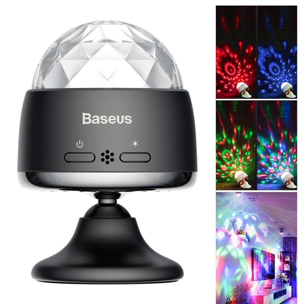 BASEUS Rotary Voice Control Car Crystal Magic Ball Light Stage Party Club Lampe - Lifafa Denmark