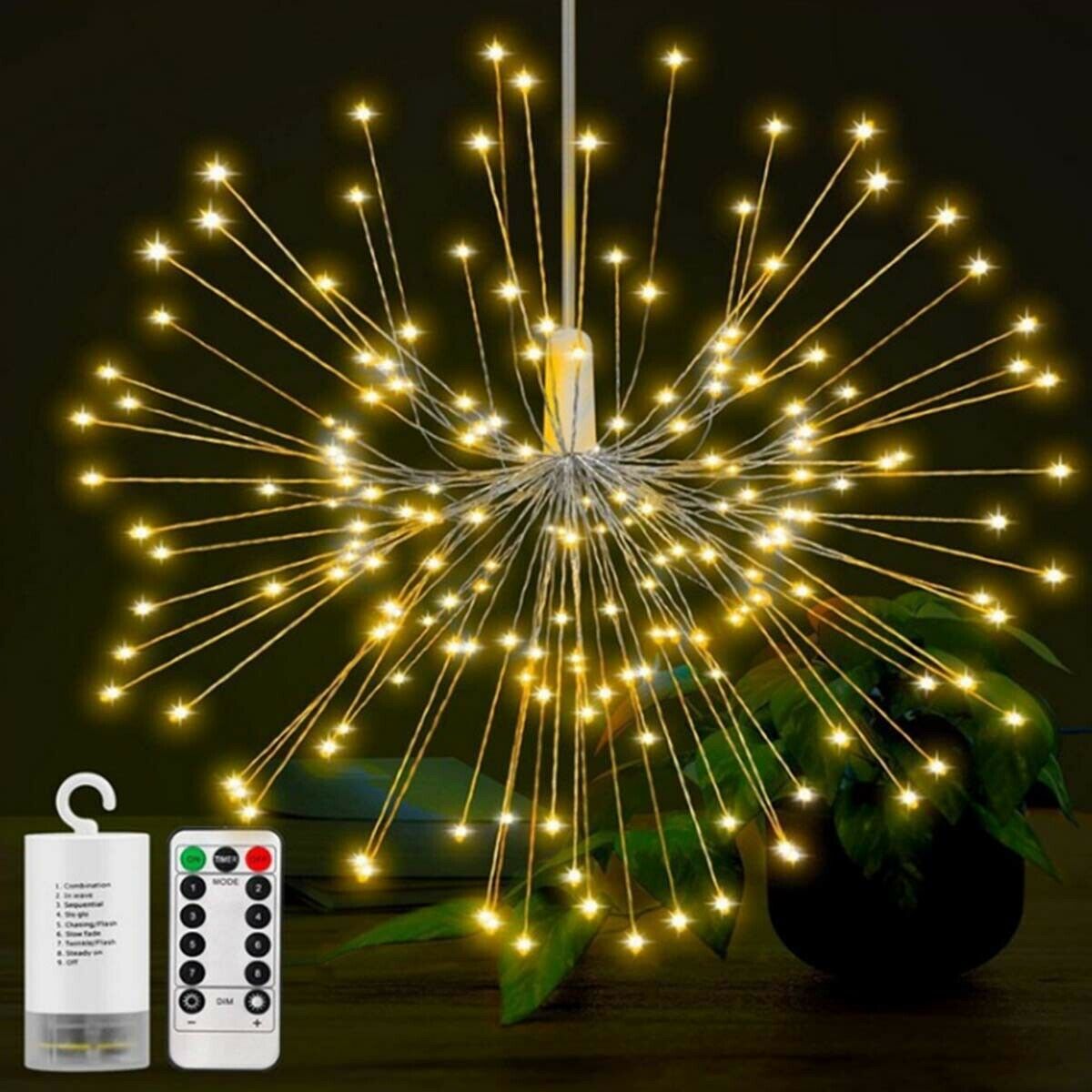 Hængende LED Fairy String Light Christmas Party Xmas 8 Modes Remote