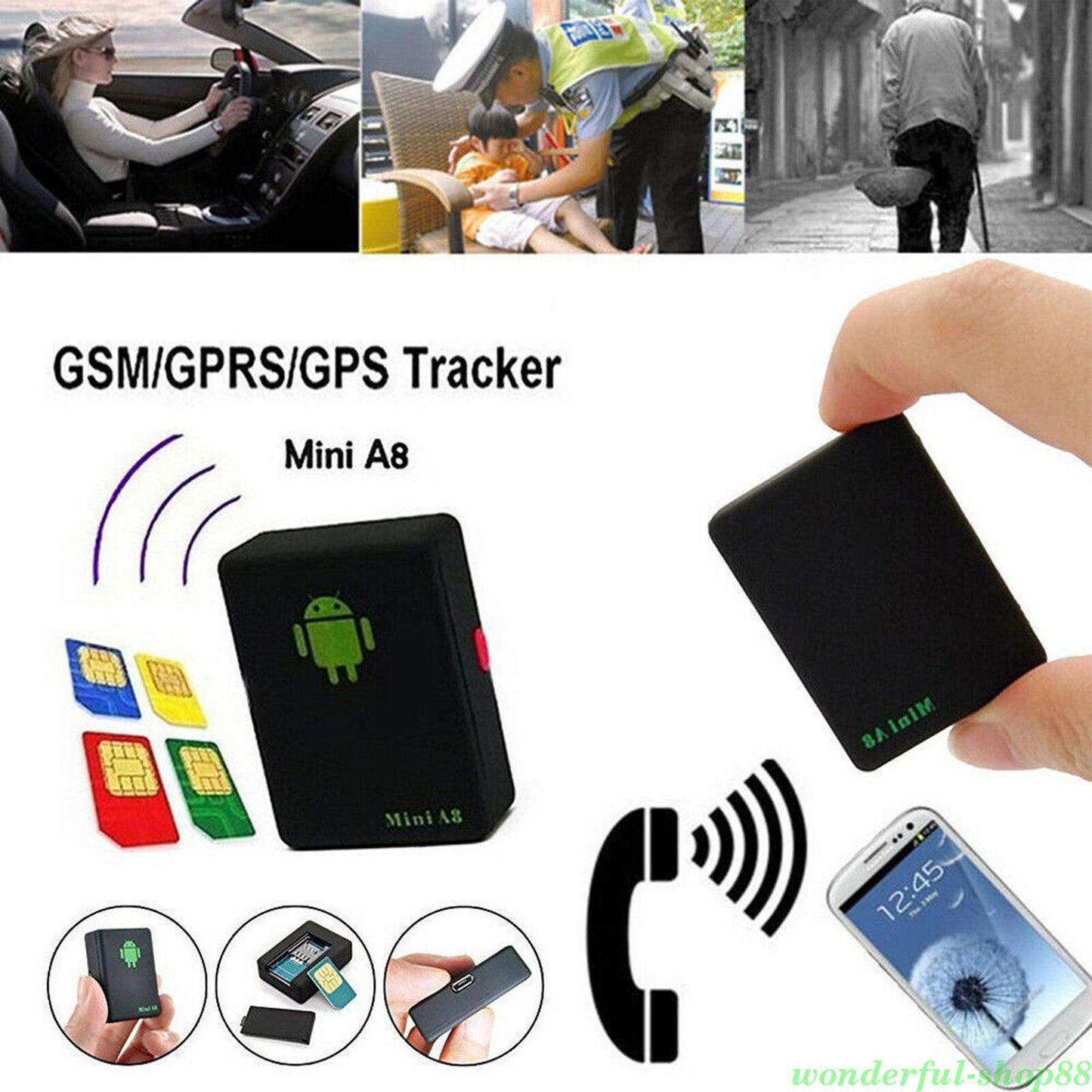02 Mini Real Time Bil GPS Tracker GSM GPRS Kid Global Tracking Locator Device