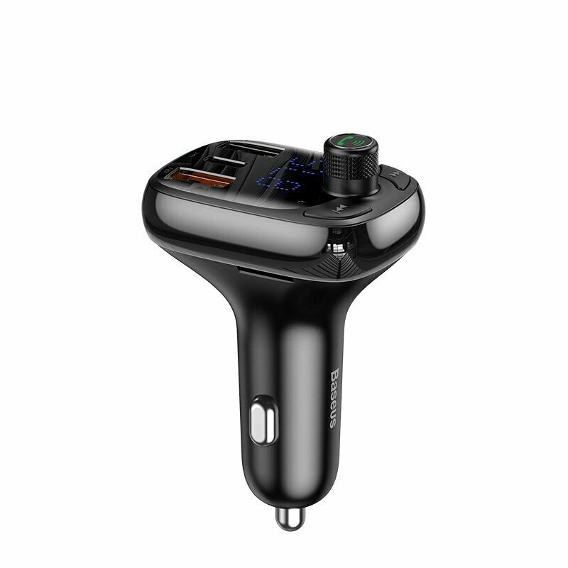 Baseus Bluetooth5.0 trådløs håndfri bil FM-sender MP3-afspiller USB-oplader - Lifafa Denmark