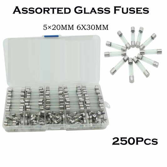 250x Assorted Glass Sikringsboks Sikring Hurtig Blow Hurtigvirkende Tube Kit - LifafaDenmark Aps
