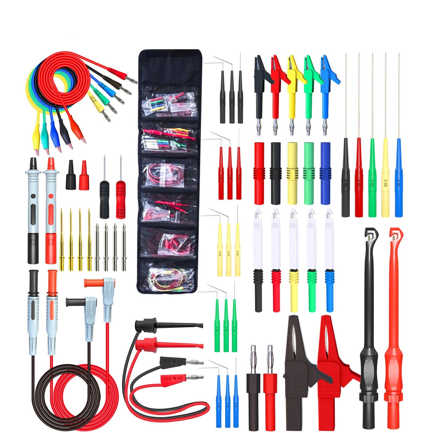 57 STK Back Probe Set Multimeter testledningssæt med udskiftelig sonde ...