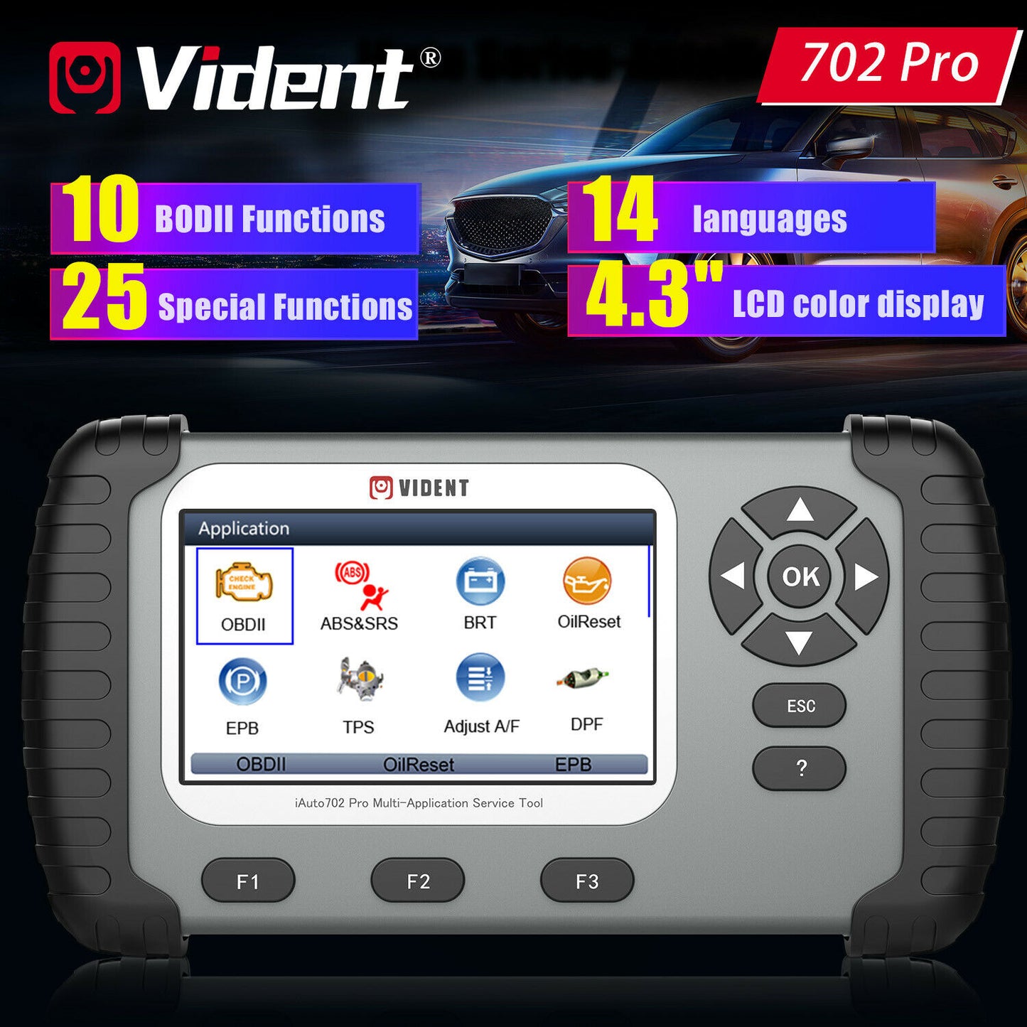 VIDENT iAuto 702 Pro OBD2 Car Diagnostic Scanner Tool for ABS SRS DPF EPB TPMS