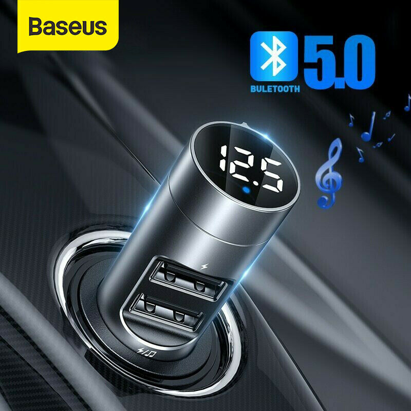 Baseus Trådløs Bluetooth FM-sender Billader MP3-afspiller Håndfri opkald - Lifafa Denmark