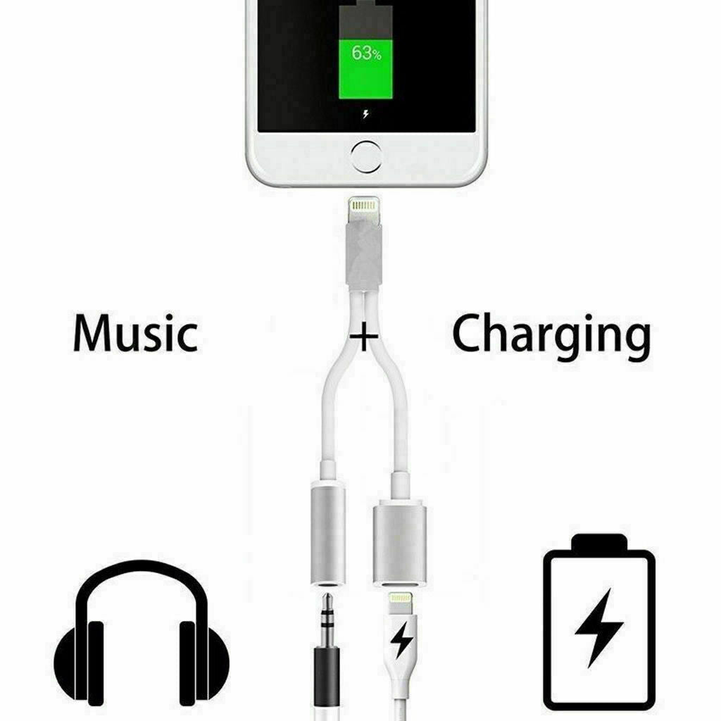 2in1 Lyn til 3,5 mm ladehøretelefon AUX-adapterkabel til iPhone - Lifafa Denmark