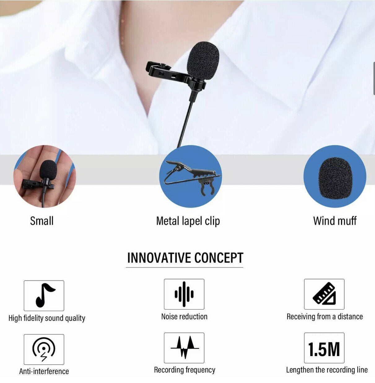 Mini stereomikrofon klip på kondensator til iPhone iPad IOS