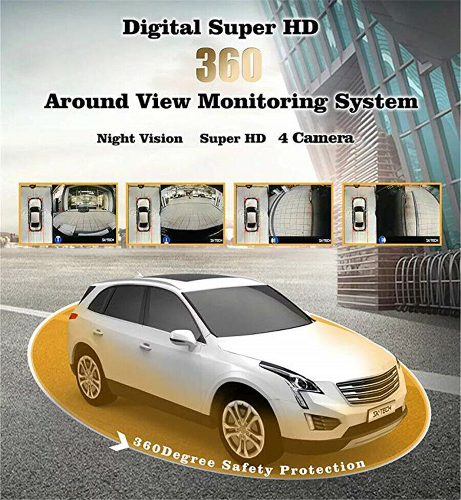360 Degree Car Surround 3D Bird View Panorama 4 kameraer Optager Parkeringssystem - LifafaDenmark Aps