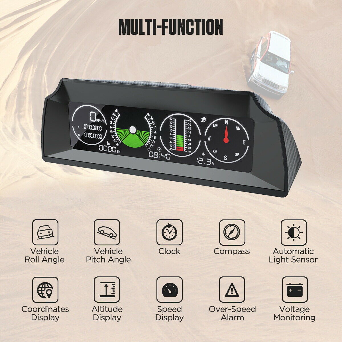 AUTOOL X90 Smart GPS hældningsmåler Speedometer Head Up Display Over Speed Alarm