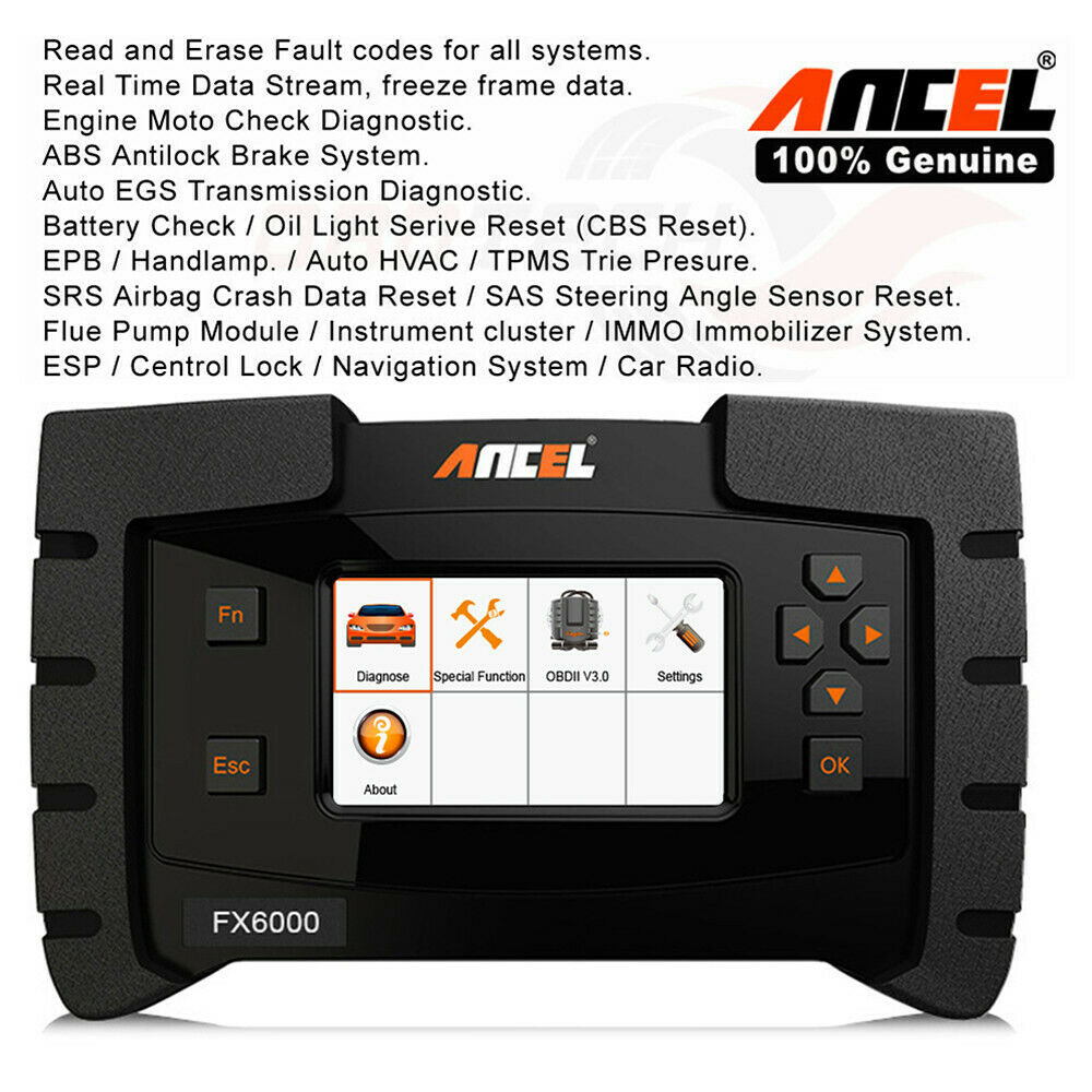 ANCEL FX6000 Full System ABS Airbag SAS EPB DPF Oil Reset OBD2 Diagnostic Tool