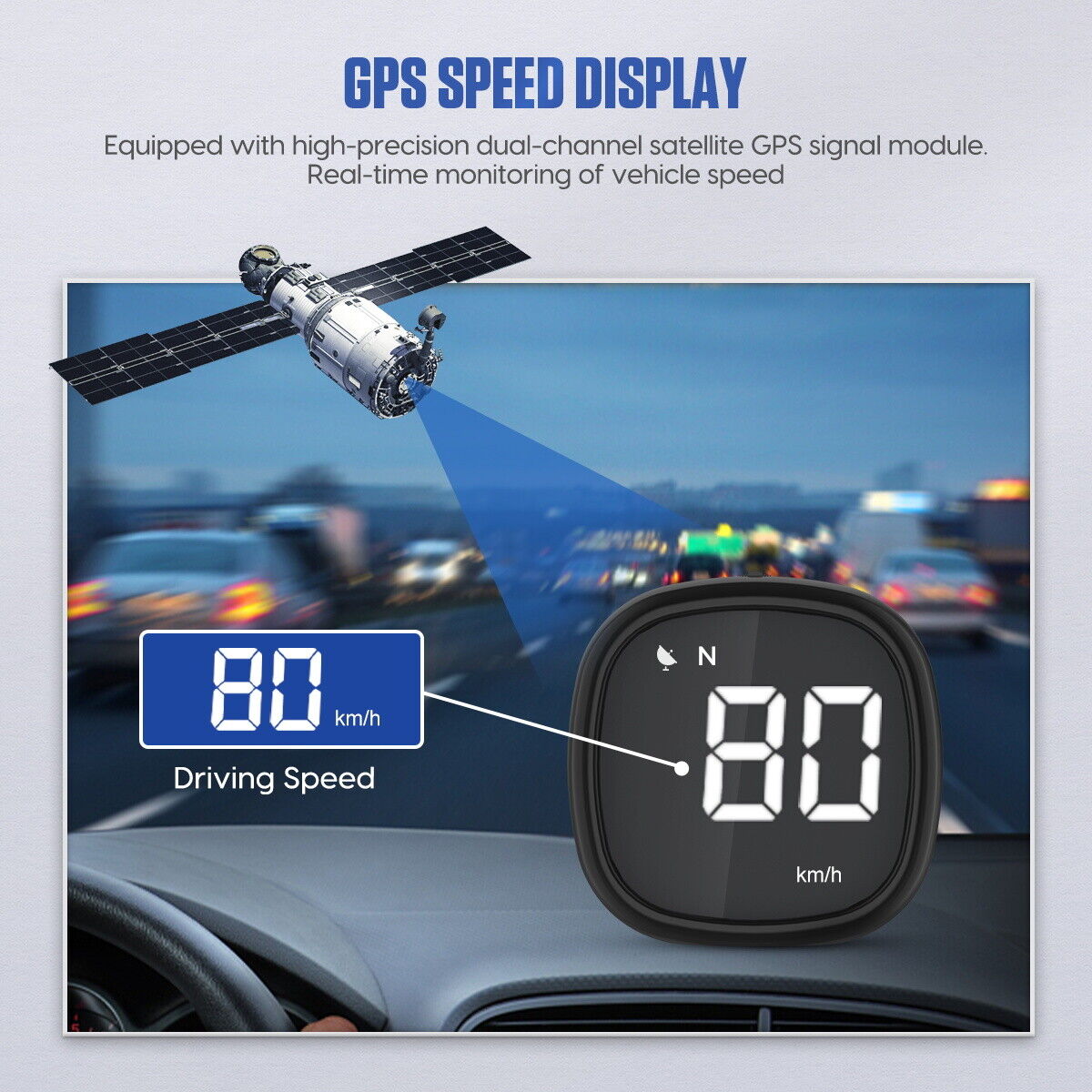 Auto GPS HUD Head Up Display Digital Speedometer Alarm Træt hedspåmind –  LifafaDenmark Aps