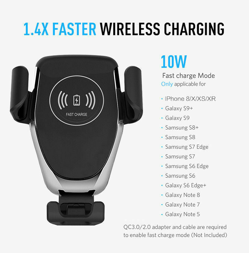 Wireless Charger Car Phone Mount Holder Bracket For iPhone XR XS Samsung S9+ - Lifafa Denmark