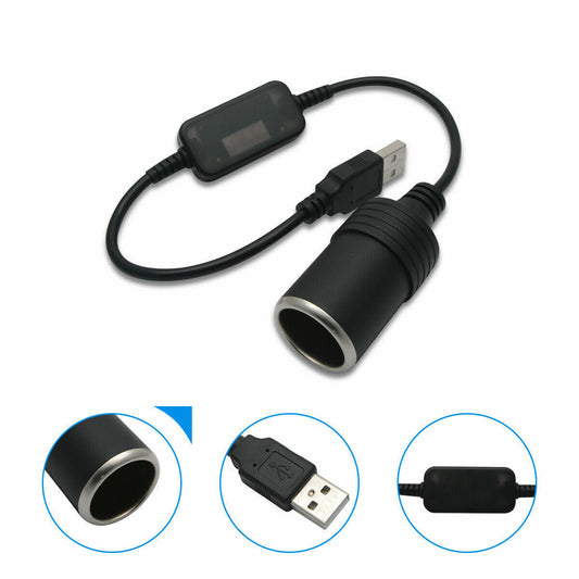 USB-port 12V bil cigaret tænder stik Strøm hun-konverter-adapter kabel