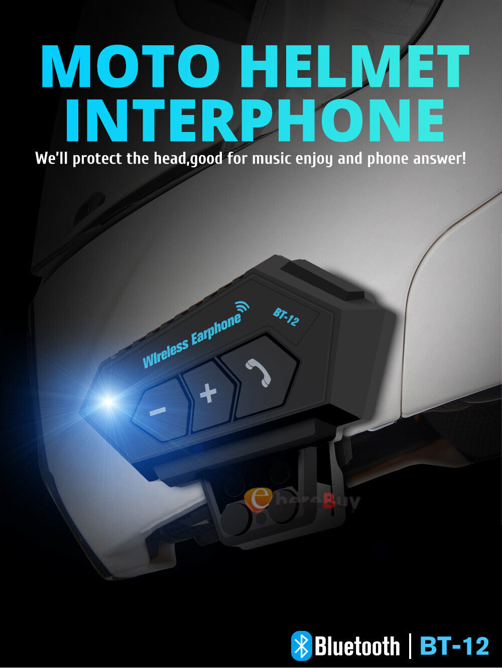 Trådløst håndfrit opkaldssæt Stereo Anti-interferens Vandtæt hjelm hovedtelefon med mikrofon - LifafaDenmark Aps