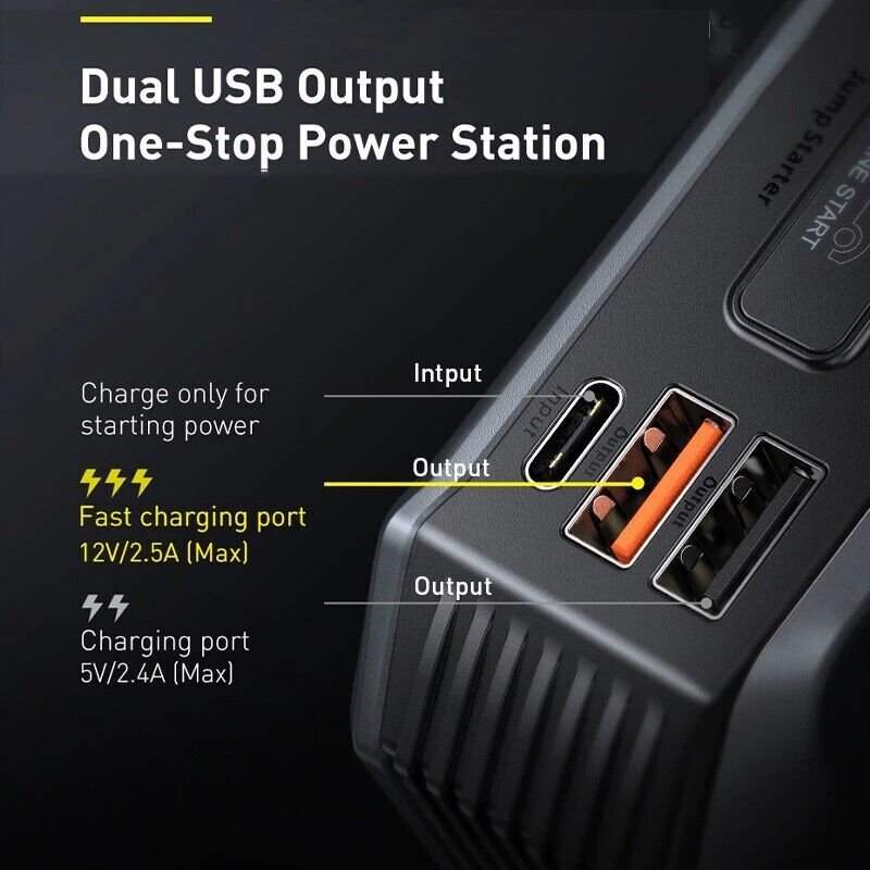 Baseus Max Powerbank + Jumpstarter til bil 20000mAh 2000A USB