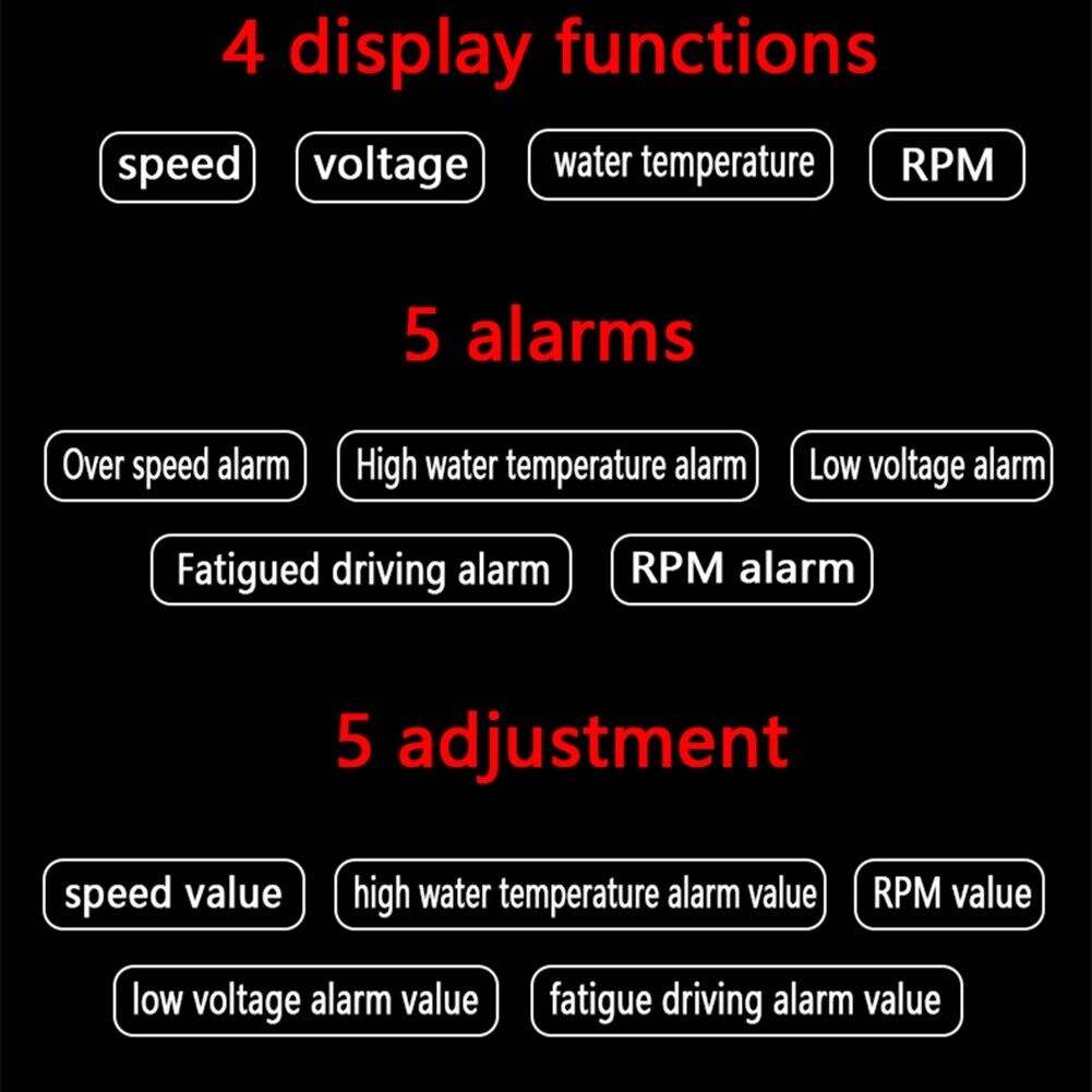 A200 3,5 tommer bil HUD OBD2 overhastighed advarsel-forrude projektor alarmsystem
