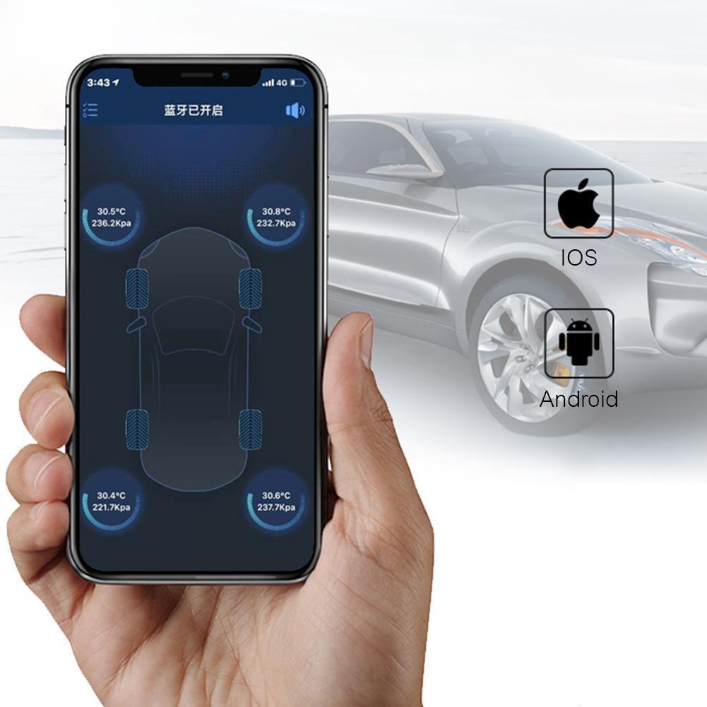 Bil TPMS Bluetooth 4.0 Dæktrykovervågningssystem 4 eksterne sensorer - Lifafa Denmark