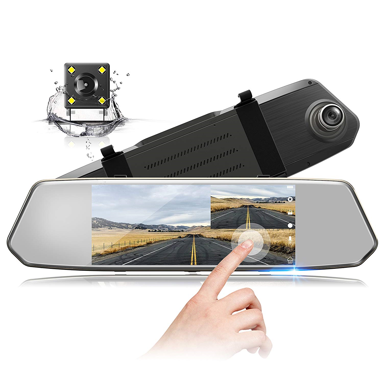 1080P dobbeltobjektiv spejl DashCam 7 "IPS berøringsskærm bagfra kamera - Lifafa Denmark
