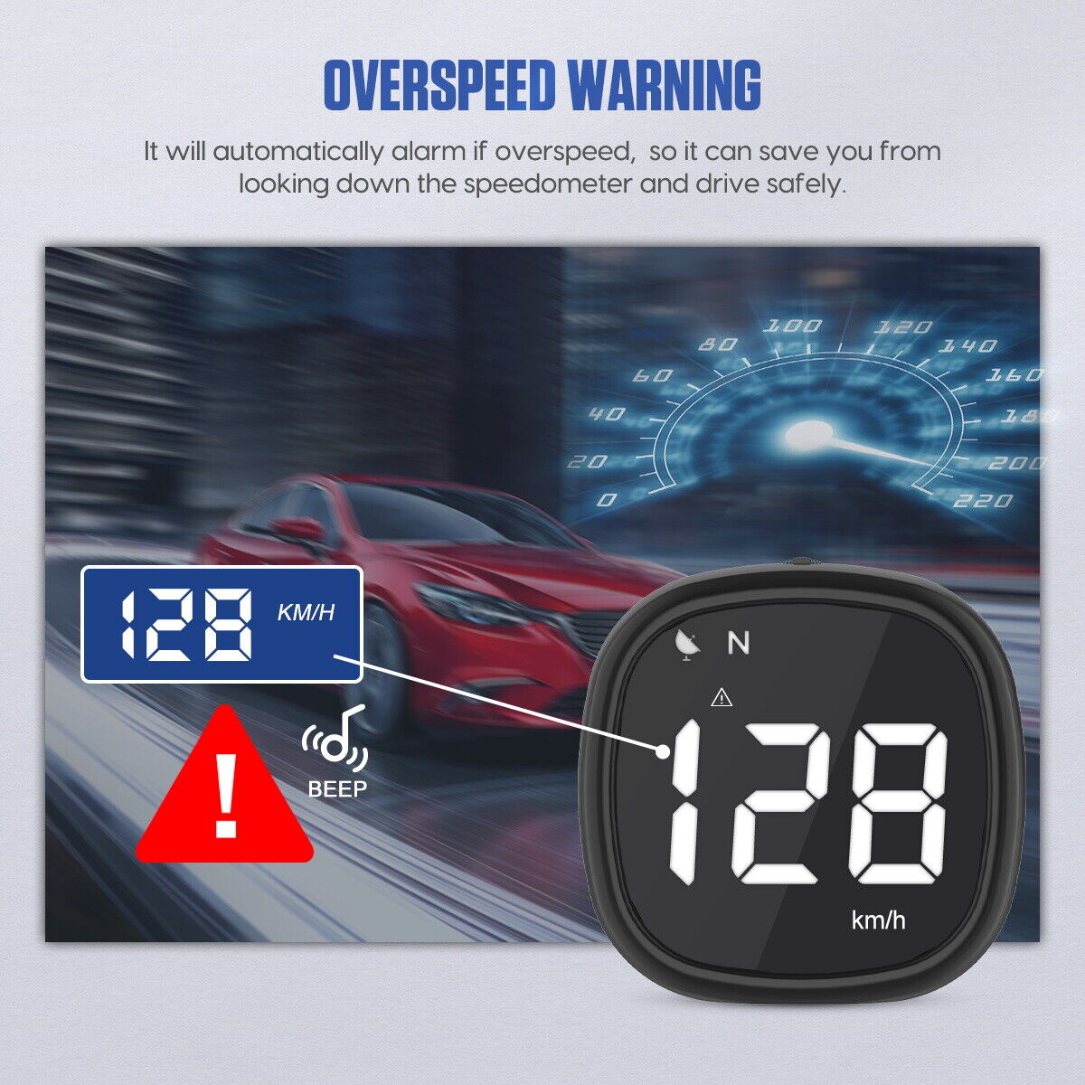 Auto GPS HUD Head Up Display Digital Speedometer Alarm Træt hedspåmindelse om kørsel - LifafaDenmark Aps