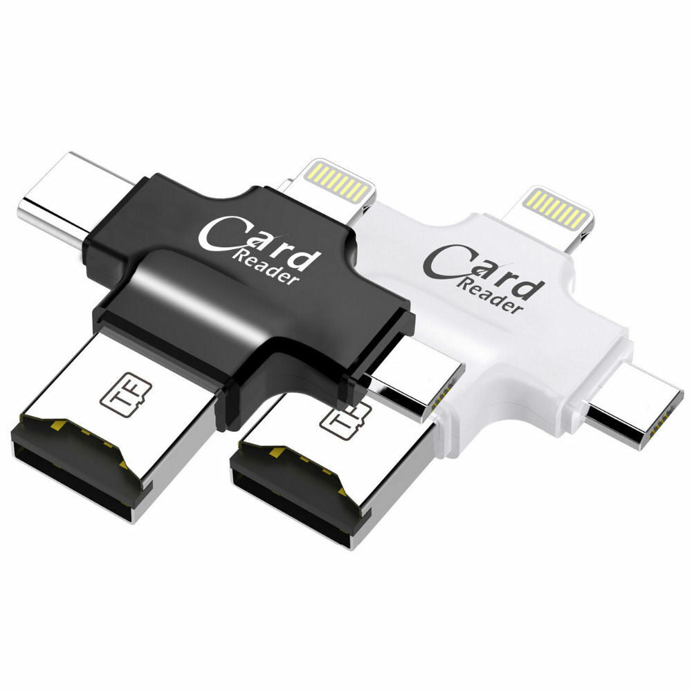 4 i 1 USB OTG USB Adapter Micro SDTF kortlæser til Android Samsung iPhone med 64GB kort - LifafaDenmark Aps