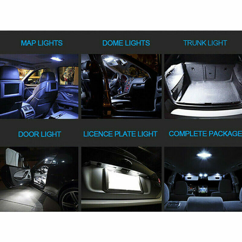 23stk LED Bil Interiør Lys Kuppel Kort Trunk Nummerplade Lampe Indvendige Pærer Kit